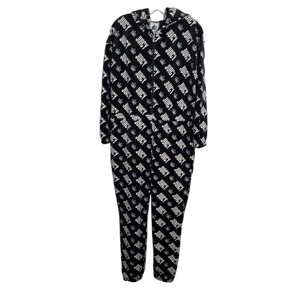 Juicy Couture Pants - Juicy Couture Size L Jumpsuit Hoodie Velour Jogger Zip Up Pockets Logo Print Y2K